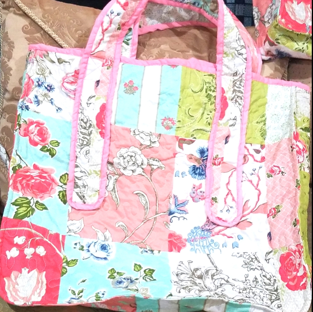 New Handmade Quilted Colorful Tote
